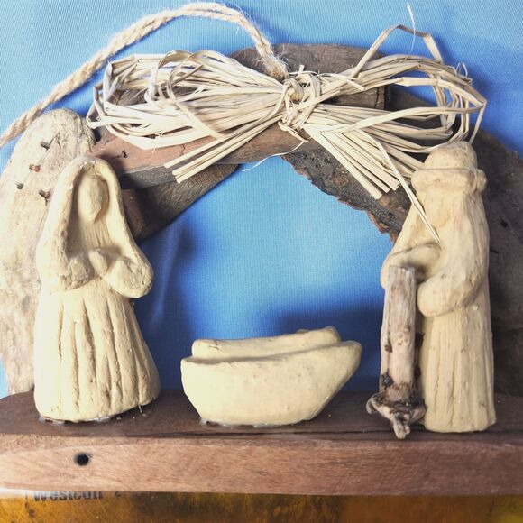 Nativity Wreath Christmas Natural Driftwood Needzo Mary Jesus Joseph - Picture 2 of 7